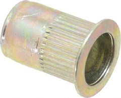 RivetKing - 0.02 to 0.13" Grip, Steel Standard Rivet Nut - Zinc Yellow Dichromate Finish, Full Head Head - Exact Tool & Supply