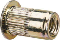 RivetKing - #10-32, 0.02 to 0.13" Grip, Steel Standard Rivet Nut - Zinc Yellow Dichromate Finish, Countersunk Head - Exact Tool & Supply