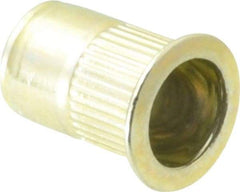 RivetKing - 1/4-20, 0.027 to 0.165" Grip, Steel Standard Rivet Nut - Zinc Yellow Dichromate Finish, Countersunk Head - Exact Tool & Supply