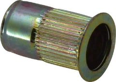 RivetKing - 1/4-20, 0.165 to 0.26" Grip, Steel Standard Rivet Nut - Zinc Yellow Dichromate Finish, Countersunk Head - Exact Tool & Supply