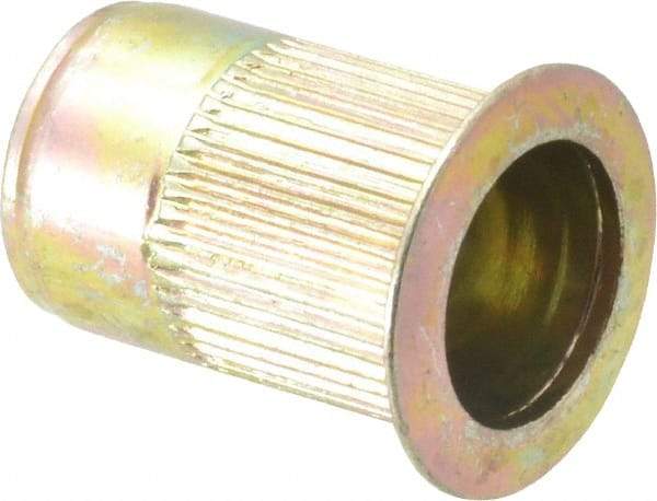 RivetKing - 3/8-16, 0.15 to 0.312" Grip, Steel Standard Rivet Nut - Zinc Yellow Dichromate Finish, Countersunk Head - Exact Tool & Supply