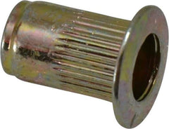 RivetKing - #6-32, 0.02 to 0.08" Grip, Steel Standard Rivet Nut - Zinc Yellow Dichromate Finish, Countersunk Head - Exact Tool & Supply