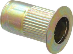 RivetKing - #8-32, 0.08 to 0.13" Grip, Steel Standard Rivet Nut - Zinc Yellow Dichromate Finish, Countersunk Head - Exact Tool & Supply