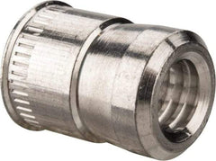 RivetKing - 1/4-20 UNC, Uncoated, Aluminum Knurled Rivet Nut Inserts - 0.391" to 0.396" Grip, 3/8" Drill Size - Exact Tool & Supply