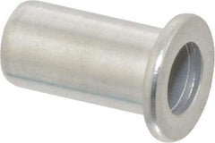 RivetKing - 1/4-20, 0.02 to 0.08" Grip, Aluminum Standard Rivet Nut - Uncoated, Drill Size Letter Q, Round Head - Exact Tool & Supply