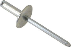 RivetKing - Size 8-14 Dome Head Steel Flush on Both Sides Blind Rivet - Steel Mandrel, 3/4" to 7/8" Grip, 5/8" Head Diam, 0.255" Min Hole Diam, 0.695" Length Under Head, 1/4" Body Diam - Exact Tool & Supply