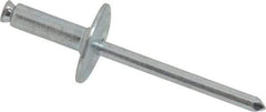 RivetKing - Size 8-18 Dome Head Steel Flush on Both Sides Blind Rivet - Steel Mandrel, 7/8" to 1-1/8" Grip, 5/8" Head Diam, 0.255" Min Hole Diam, 0.82" Length Under Head, 1/4" Body Diam - Exact Tool & Supply