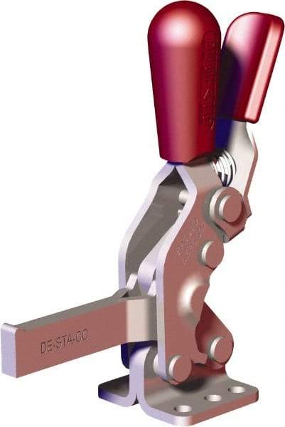 De-Sta-Co - 607 Lb Holding Capacity, Vertical Handle, Manual Hold Down Toggle Clamp - 66° Handle Movement, 75° Bar Opening, Solid Bar, Flanged Base, Carbon Steel - Exact Tool & Supply