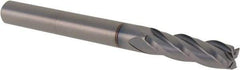 Value Collection - 3/16", 5/8" LOC, 3/16" Shank Diam, 2" OAL, 4 Flute, Solid Carbide Square End Mill - Single End, TiCN Finish, Spiral Flute, 30° Helix, Right Hand Cut, Right Hand Flute - Exact Tool & Supply