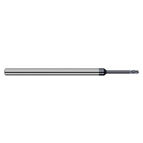 ‎0.025″ Dia. × 1/8″ Shank × 0.037″ DOC × 2-1/2″ OAL, Carbide AlTiN, Stub , 4 Flute, Ballnose End Mill - Exact Tool & Supply