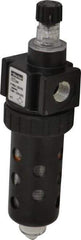 Parker - 3/8" NPT, 150 Max psi Compact Micro Mist Lubricator - Polycarbonate Bowl with Sight Glass, Zinc Body, 40 CFM, 125°F Max Temp, 2" Wide x 7.38" High - Exact Tool & Supply