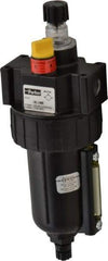 Parker - 1/4" NPT, 250 Max psi Intermediate Micro Mist Lubricator - Metal Bowl with Sight Glass, Zinc Body, 40 CFM, 175°F Max Temp, 2.81" Wide x 7.82" High - Exact Tool & Supply