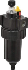 Parker - 3/8" NPT, 250 Max psi Intermediate Micro Mist Lubricator - Metal Bowl with Sight Glass, Zinc Body, 60 CFM, 175°F Max Temp, 2.81" Wide x 7.82" High - Exact Tool & Supply