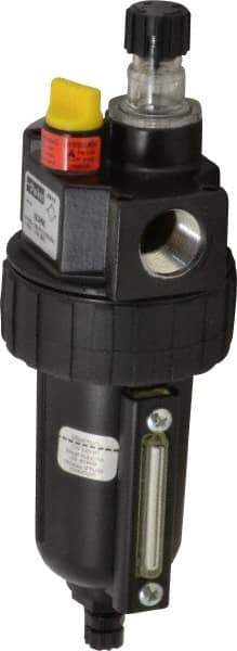 Parker - 1/2" NPT, 250 Max psi Intermediate Micro Mist Lubricator - Metal Bowl with Sight Glass, Zinc Body, 90 CFM, 175°F Max Temp, 2.81" Wide x 7.82" High - Exact Tool & Supply