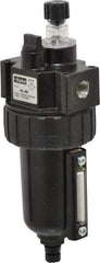 Parker - 1/4" NPT, 250 Max psi Intermediate Mist Lubricator - Metal Bowl with Sight Glass, Zinc Body, 40 CFM, 175°F Max Temp, 2.81" Wide x 7.82" High - Exact Tool & Supply