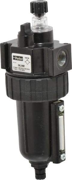 Parker - 3/8" NPT, 250 Max psi Intermediate Mist Lubricator - Metal Bowl with Sight Glass, Zinc Body, 60 CFM, 175°F Max Temp, 2.81" Wide x 7.82" High - Exact Tool & Supply