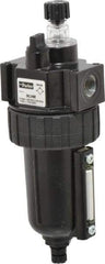 Parker - 3/8" NPT, 250 Max psi Intermediate Mist Lubricator - Metal Bowl with Sight Glass, Zinc Body, 60 CFM, 175°F Max Temp, 2.81" Wide x 7.82" High - Exact Tool & Supply