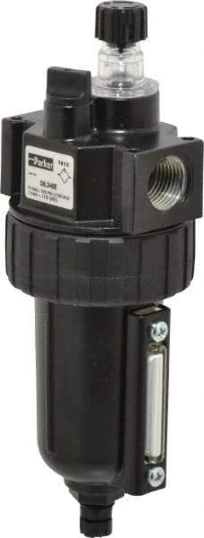 Parker - 1/2" NPT, 250 Max psi Intermediate Mist Lubricator - Metal Bowl with Sight Glass, Zinc Body, 90 CFM, 175°F Max Temp, 2.81" Wide x 7.82" High - Exact Tool & Supply