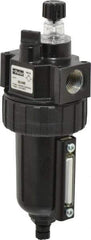 Parker - 1/2" NPT, 250 Max psi Intermediate Mist Lubricator - Metal Bowl with Sight Glass, Zinc Body, 90 CFM, 175°F Max Temp, 2.81" Wide x 7.82" High - Exact Tool & Supply