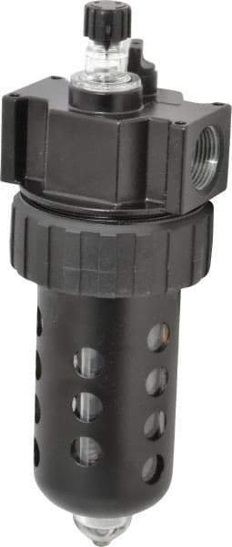 Parker - 3/4" NPT, 150 Max psi Standard Mist Lubricator - Polycarbonate Bowl with Sight Glass, Zinc Body, 90 CFM, 125°F Max Temp, 3.24" Wide x 9.27" High - Exact Tool & Supply