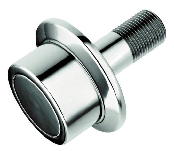 Accurate Bushing - 1-3/4" Roller Diam x 1-3/16" Width, 3/4" Stud Diam x 1-3/4" Length, Flanged Load Roller - Steel, 7/8" Thread Length, 3/4-16 Thread, 2,520 Lb Dynamic Cap, 1,370 Lb Static Cap - Exact Tool & Supply