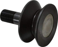 Accurate Bushing - 2-1/2" Roller Diam x 1-5/16" Width, 3/4" Stud Diam x 1-3/4" Length, V Guide Roller - Steel, 7/8" Thread Length, 3/4-16 Thread, 2,760 Lb Dynamic Cap, 1,100 Lb Static Cap - Exact Tool & Supply