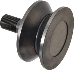 Accurate Bushing - 3-1/2" Roller Diam x 1-11/16" Width, 7/8" Stud Diam x 2" Length, V Guide Roller - Steel, 1-1/8" Thread Length, 7/8-14 Thread, 3,490 Lb Dynamic Cap, 2,000 Lb Static Cap - Exact Tool & Supply
