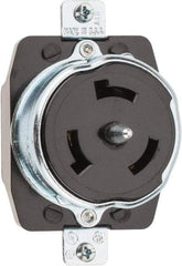 Hubbell Wiring Device-Kellems - 125/250 VAC, 50 Amp, Self Grounding Receptacle - 3 Poles, 4 Wire, Female End, Black - Exact Tool & Supply