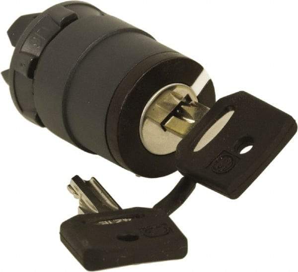 Schneider Electric - 22mm Mount Hole, 2 Position, Key Operated, Selector Switch Only - Black, Momentary (MO), Nonilluminated, Shock, Vibration and Water Resistant - Exact Tool & Supply