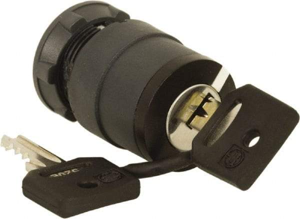 Schneider Electric - 22mm Mount Hole, 2 Position, Key Operated, Selector Switch Only - Black, Maintained (MA), Nonilluminated, Shock, Vibration and Water Resistant - Exact Tool & Supply