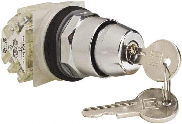 Schneider Electric - 1.18 Inch Mount Hole, 2 Position, Knob and Pushbutton Operated, Selector Switch - Black, Maintained (MA), 2NO/2NC, Weatherproof and Dust and Oil Resistant - Exact Tool & Supply