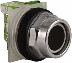 Schneider Electric - 30mm Mount Hole, Extended Straight, Pushbutton Switch with Contact Block - Black Pushbutton, Momentary (MO) - Exact Tool & Supply