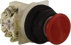 Schneider Electric - 30mm Mount Hole, Extended Straight, Pushbutton Switch with Contact Block - Red Pushbutton, Momentary (MO) - Exact Tool & Supply