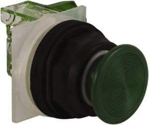 Schneider Electric - 30mm Mount Hole, Extended Straight, Pushbutton Switch with Contact Block - Green Pushbutton, Momentary (MO) - Exact Tool & Supply