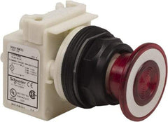 Schneider Electric - 30mm Mount Hole, Extended Straight, Pushbutton Switch Only - Red Pushbutton, Maintained (MA) - Exact Tool & Supply