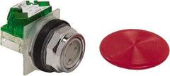 Schneider Electric - 30mm Mount Hole, Extended Straight, Pushbutton Switch with Contact Block - Red Pushbutton, Momentary (MO) - Exact Tool & Supply