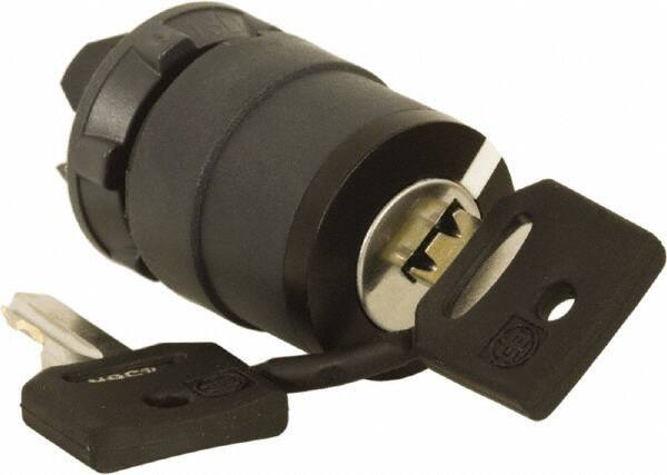 Schneider Electric - 22mm Mount Hole, 2 Position, Key Operated, Selector Switch Only - Black, Maintained (MA), Nonilluminated, Shock, Vibration and Water Resistant - Exact Tool & Supply
