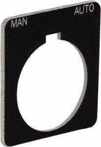 Schneider Electric - Square, Plastic Legend Plate - Manual-Auto - Black Background, White Letters, 1.22 Inch Hole Diameter, 1-3/4 Inch Square - Exact Tool & Supply