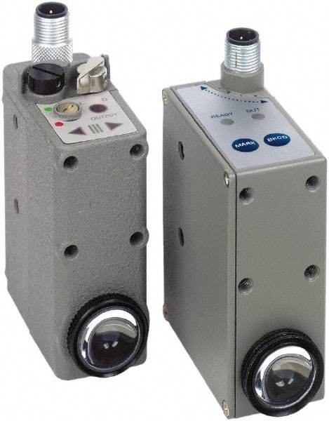 Telemecanique Sensors - 4 Pin M12 Connector, 9mm Nominal Distance, Shock and Vibration Resistant, Diffused Photoelectric Sensor - 12 to 24 VDC, 10 kHz, Zinc Alloy, 58mm Long x 31mm Wide x 82mm High - Exact Tool & Supply