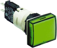 Schneider Electric - 12-24 VAC/VDC Green Lens LED Pilot Light - Rectangle Lens, Quick Connect Connector, 24mm Wide, Vibration Resistant - Exact Tool & Supply