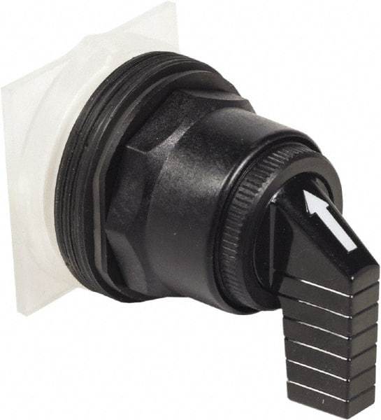 Schneider Electric - 1.18 Inch Mount Hole, 3 Position, Knob and Pushbutton Operated, Selector Switch Only - Black, Momentary (MO), without Contact Blocks, Anticorrosive, Weatherproof, Dust and Oil Resistant - Exact Tool & Supply