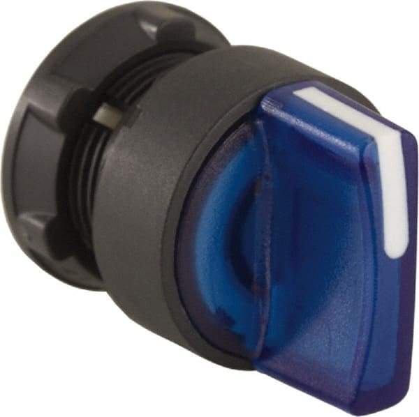Schneider Electric - 22mm Mount Hole, 2 Position, Handle Operated, Selector Switch Only - Blue, Maintained (MA), Illuminated, Shock, Vibration and Water Resistant - Exact Tool & Supply