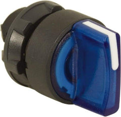 Schneider Electric - 22mm Mount Hole, 3 Position, Handle Operated, Selector Switch Only - Blue, Maintained (MA), Illuminated, Shock, Vibration and Water Resistant - Exact Tool & Supply