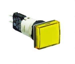 Schneider Electric - 12-24 VAC/VDC Yellow Lens LED Pilot Light - Rectangle Lens, Quick Connect Connector, 24mm Wide, Vibration Resistant - Exact Tool & Supply