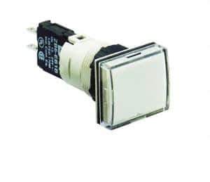 Schneider Electric - 12-24 VAC/VDC White Lens LED Pilot Light - Rectangle Lens, Quick Connect Connector, 24mm Wide, Vibration Resistant - Exact Tool & Supply