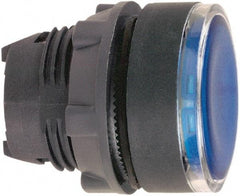 Schneider Electric - 22mm Mount Hole, Flush, Pushbutton Switch Only - Round, Blue Pushbutton, Illuminated, Momentary (MO) - Exact Tool & Supply