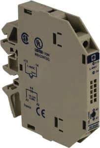 Schneider Electric - 17 Milliamp, NC Configuration, Interface Relay Module - DIN Rail Mount, 23 to 131°F, 120 to 127 Volt - Exact Tool & Supply