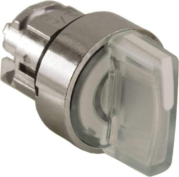 Schneider Electric - 22mm Mount Hole, 3 Position, Handle Operated, Selector Switch - White, Momentary (MO), Illuminated, Shock, Vibration and Water Resistant - Exact Tool & Supply