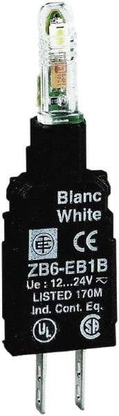 Schneider Electric - 12-24 VAC White Lens LED Indicating Light - Quick Connect Connector, Shock Resistant, Vibration Resistant - Exact Tool & Supply