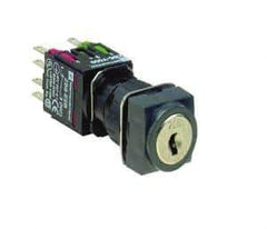 Schneider Electric - 16mm Mount Hole, Key Operated, Selector Switch - Black, Maintained (MA), NO/NC, Vibration Resistant - Exact Tool & Supply